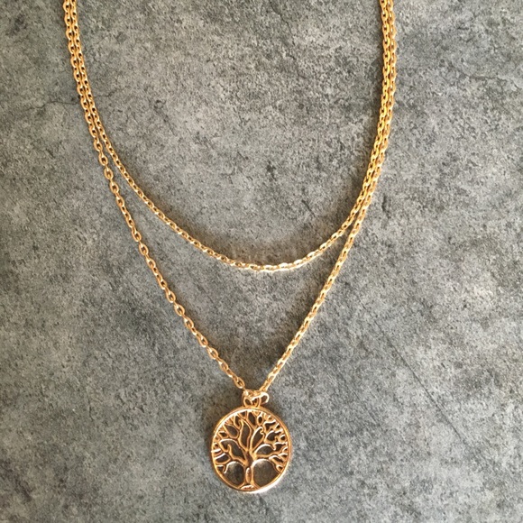 Tree of Life Double Layer Gold Toned Necklace. - Picture 3 of 8